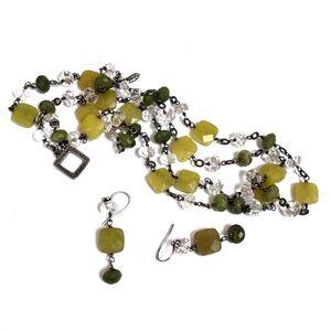 SILPADA Necklace Earrings Set Jade Sterling Silver N1247 W1240 V.GOOD CONDITION